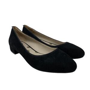Boden Low Heel Slip On Pumps Womens Sz 41 US 9.5 Black Suede Rounded Toe